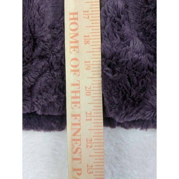 EXPRESS Faux Fur Hooded Deep Purple Teddy Jacket Sz Small w/ Gold Accents - Picture 11 of 14